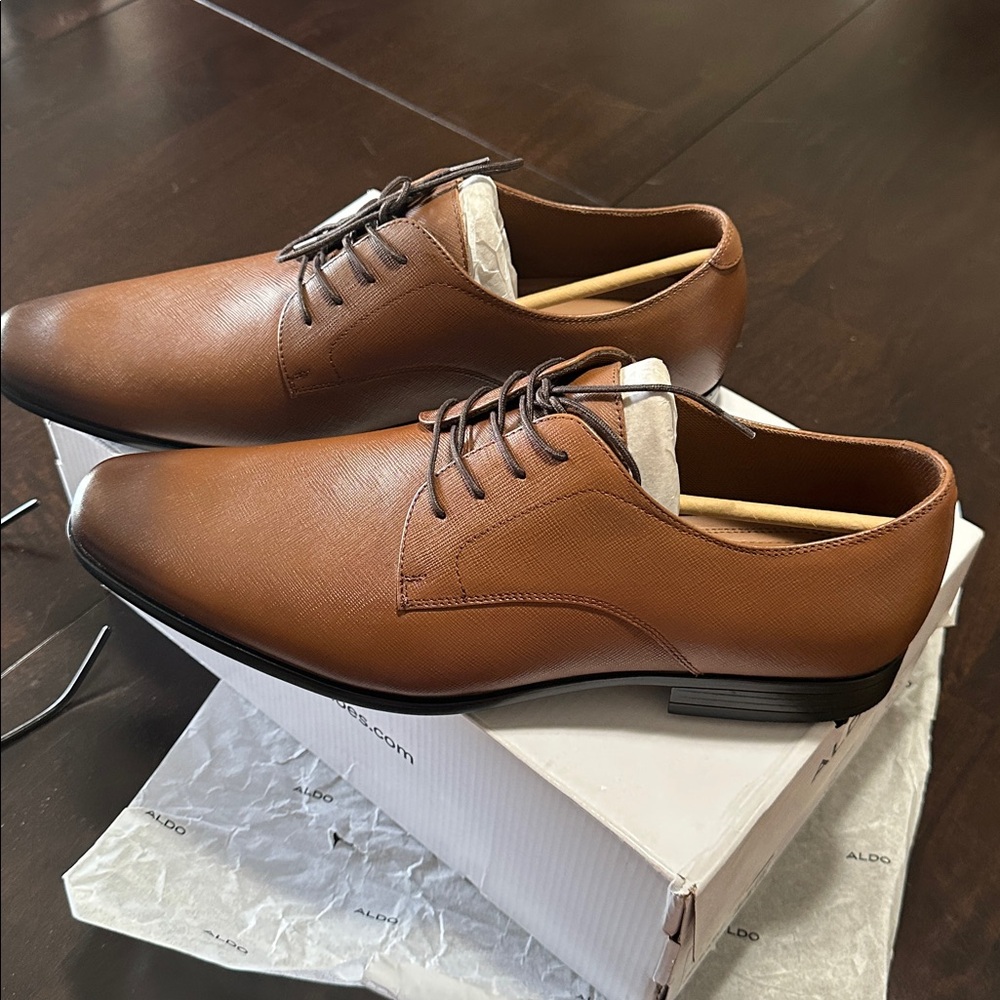Aldo Men's Brown Leather Derby Oxfords